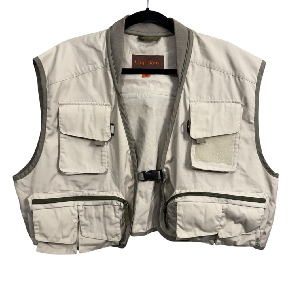Cabela’s Copper River Fishing Vest Tan Utility Outdoor Size XL